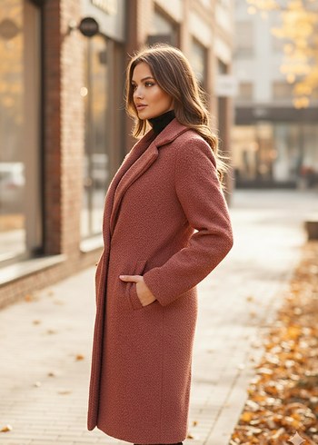 Tek Düğmeli Kadın Kaban - Görsel 2