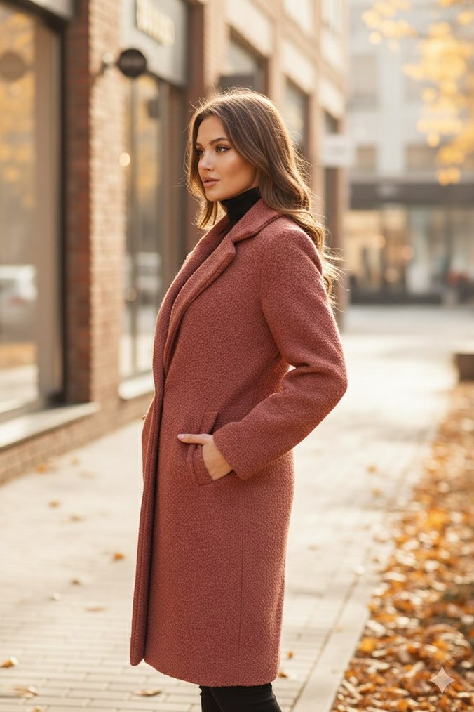 Tek Düğmeli Kadın Kaban - Görsel 2