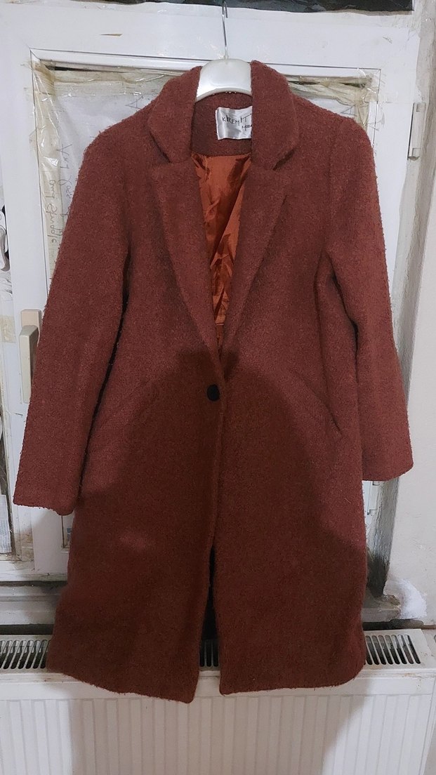 Tek Düğmeli Kadın Kaban - Görsel 5