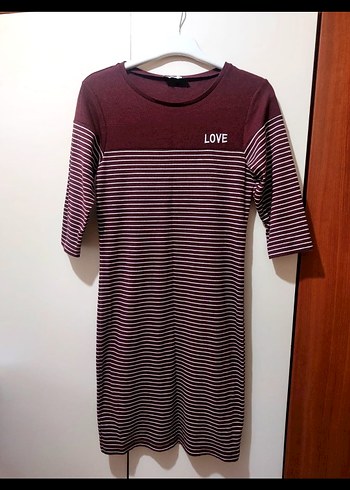 Bordo Çizgili Uzun Kollu Kadın kazak - Görsel 3