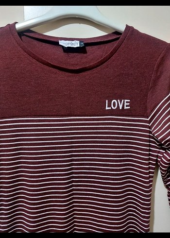 Bordo Çizgili Uzun Kollu Kadın kazak - Görsel 4