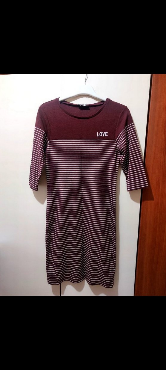 Bordo Çizgili Uzun Kollu Kadın kazak - Görsel 3