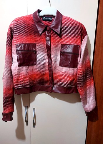 Bordo Düğmeli Tie-Dye Street Style Mini Gömlek - Görsel 4