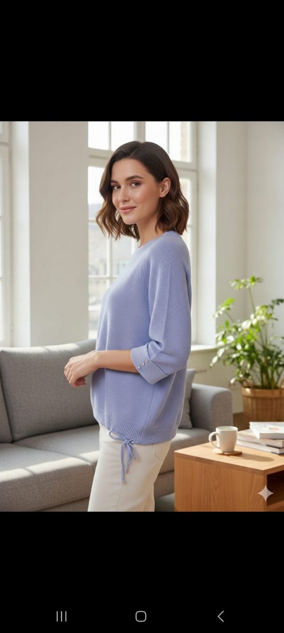 Kadın Pastel lila Pamuklu Uzun Kollu Triko - Görsel 2