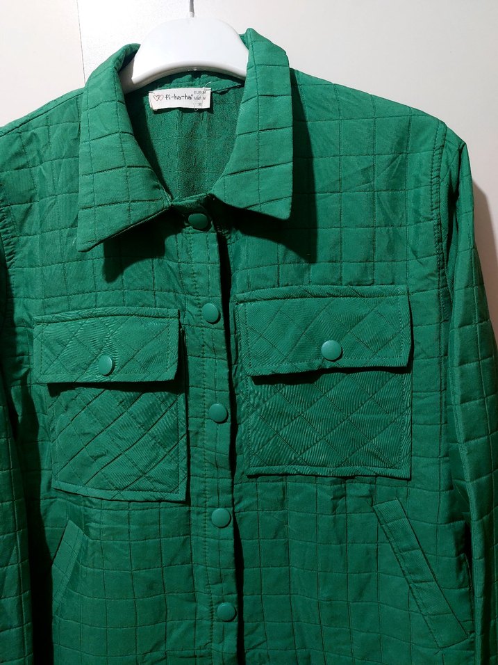 Düğmeli Yeşil Kadın Keten Ceket - Görsel 2
