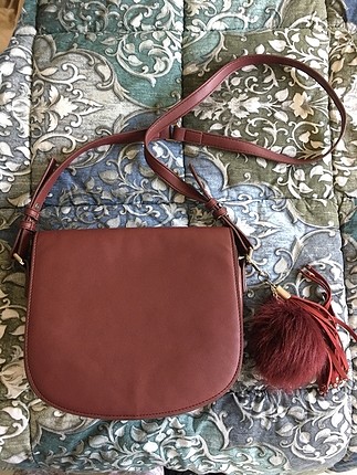Mango Bordo renk capraz canta