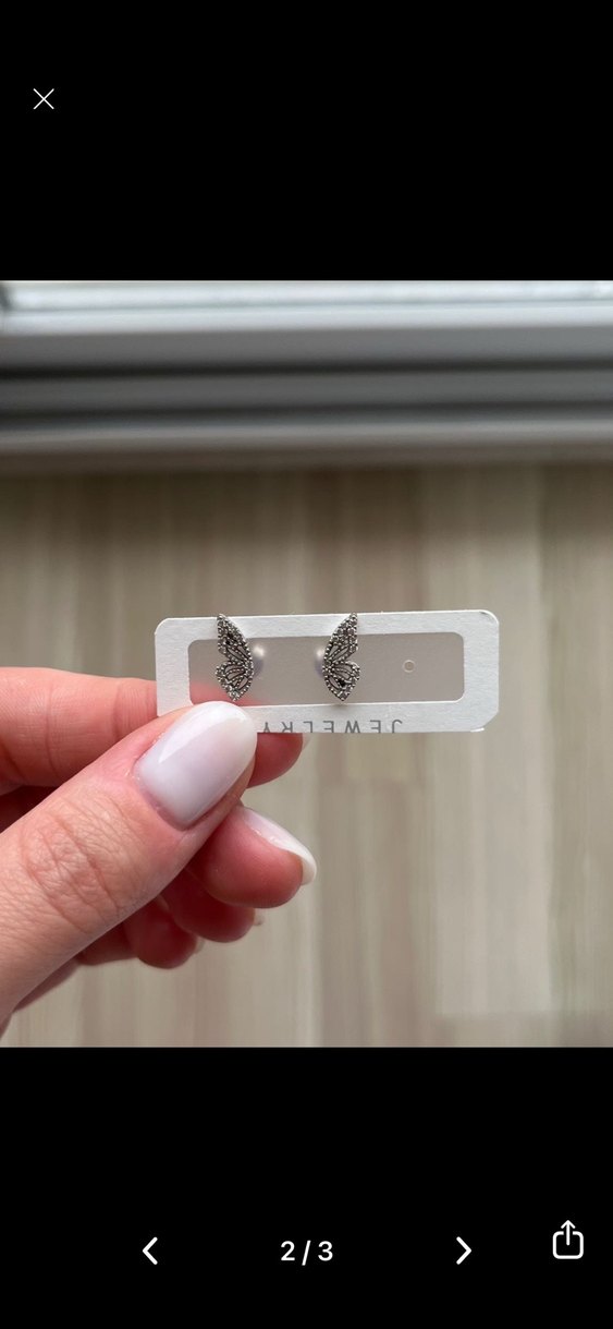 Gümüş Rodyumlu Zirkon Taşlı Kelebek Küpe - Görsel 2