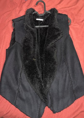 Kürk Detaylı Siyah Kadın Yelek - Görsel 2