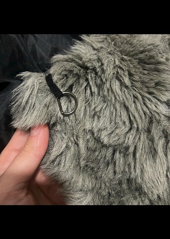 Gri Kadın Suni Kürk Midi Boy Ceket - Görsel 2