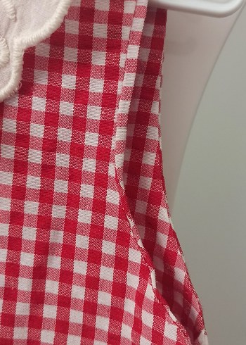 Kız Çocuk Kırmızı Nakışlı Dantelli Elbise - Görsel 2