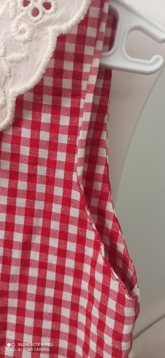 Kız Çocuk Kırmızı Nakışlı Dantelli Elbise - Görsel 2