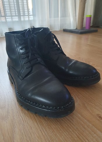 Klasik Siyah Deri Erkek Bot - Görsel 3