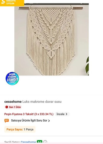 Beden Bohem Makrome Duvar Dekoru