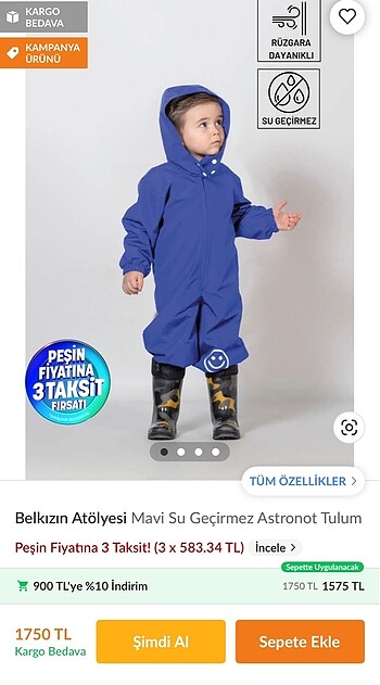 Astarlı dayanıklı yağmurluk