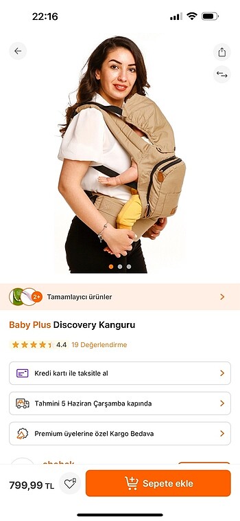 Beden camel Renk Baby Plus kanguru
