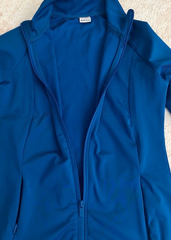 Kadın mavi Fermuarlı Yüksek Yakalı Sweatshirt - Görsel 2