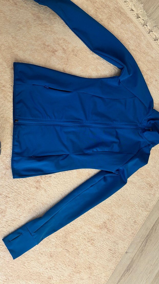 Kadın mavi Fermuarlı Yüksek Yakalı Sweatshirt - Görsel 3