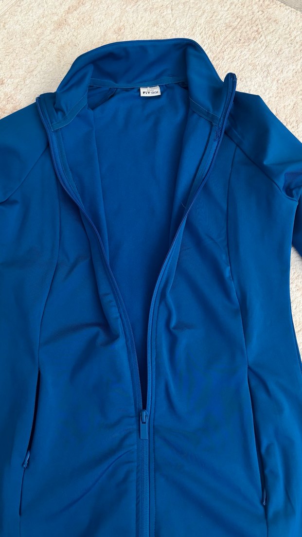 Kadın mavi Fermuarlı Yüksek Yakalı Sweatshirt - Görsel 2