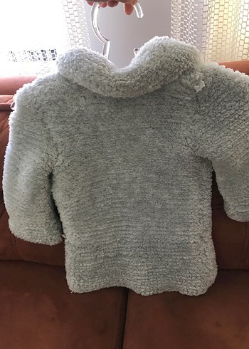 Kız Çocuk Gri Kürklü Örgü kaban mont - Görsel 3