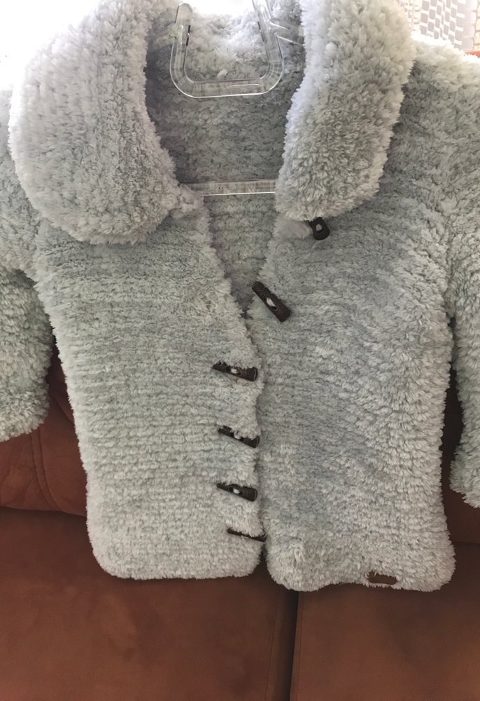 Kız Çocuk Gri Kürklü Örgü kaban mont - Görsel 2