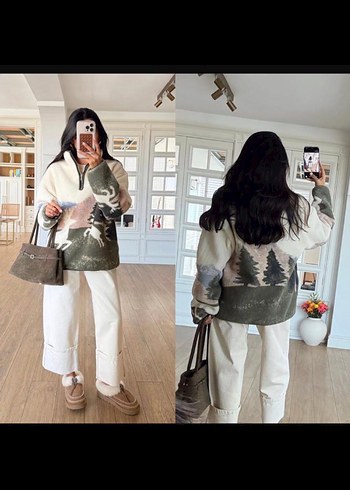 Kadın Rahat Kesim Yüksek Yaka Kışlık Kazak - Görsel 2