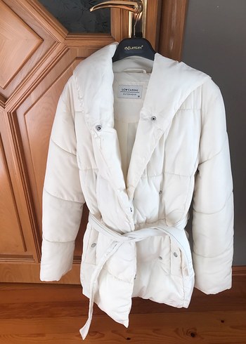 Düğmeli Beyaz Midi Kadın Ceket 36 beden mont - Görsel 4