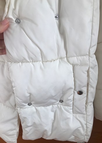 Düğmeli Beyaz Midi Kadın Ceket 36 beden mont - Görsel 3