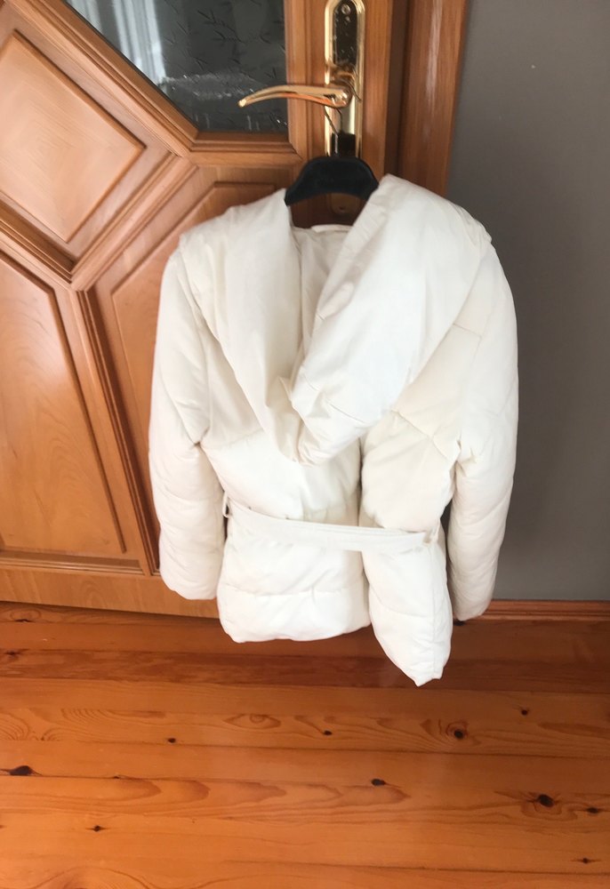 Düğmeli Beyaz Midi Kadın Ceket 36 beden mont - Görsel 5