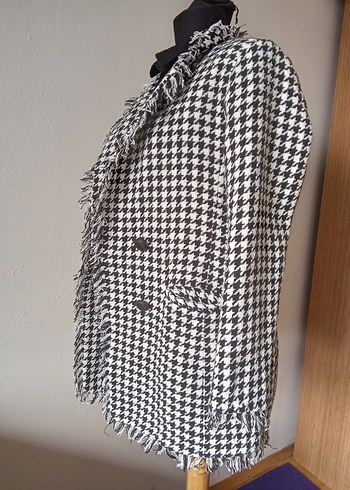 Düğmeli Gri Kazayağı Desenli Kadın Blazer
