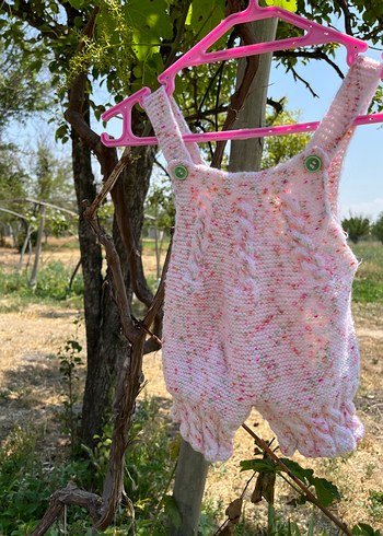 9-12 Ay Beden pembe Renk Diger Kız Çocuk Pembe Örgü Tulum