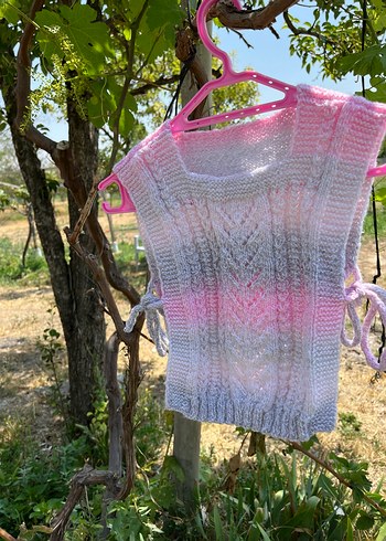 Diğer Kız Çocuk Pastel Pembe Örgü Bohem Yelek