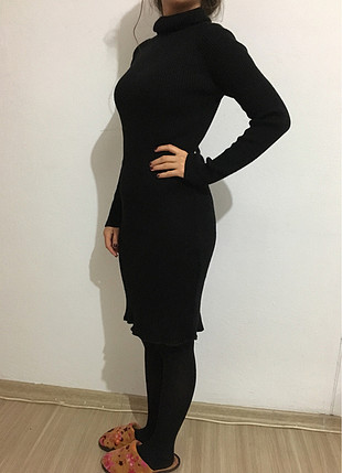 Siyah triko elbise 