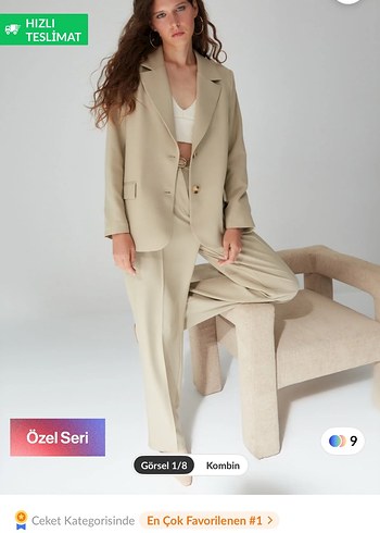 Trendyol & Milla Bej Kadın Düğmeli Modern Klasik Blazer Ceket Trendyolmilla