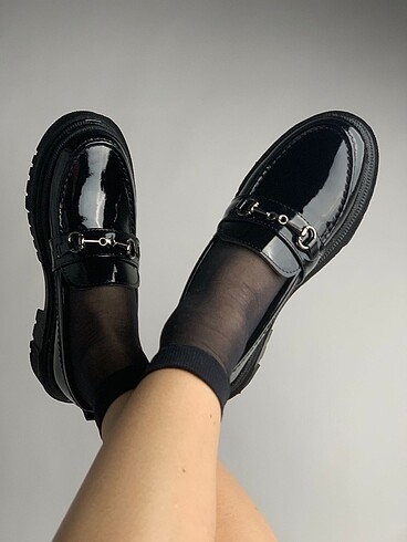 39 Beden siyah Renk Kadın Siyah Rugan Loafer Ayakkabı