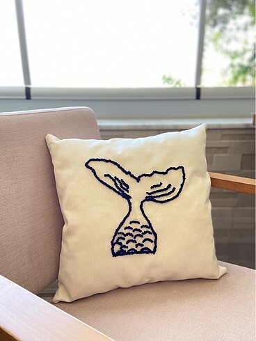 Ikea Deniz Kızı Punch İşlemeli Kırlent