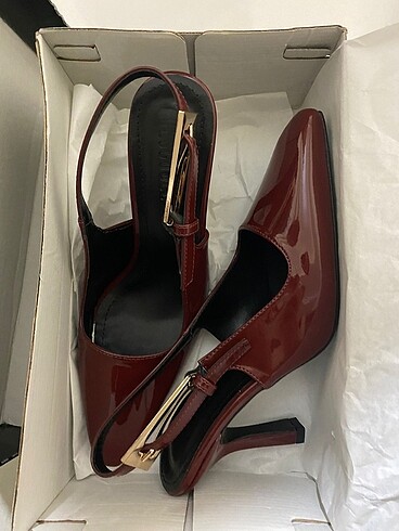 Bordo Rugan Stiletto Topuklu Ayakkabı