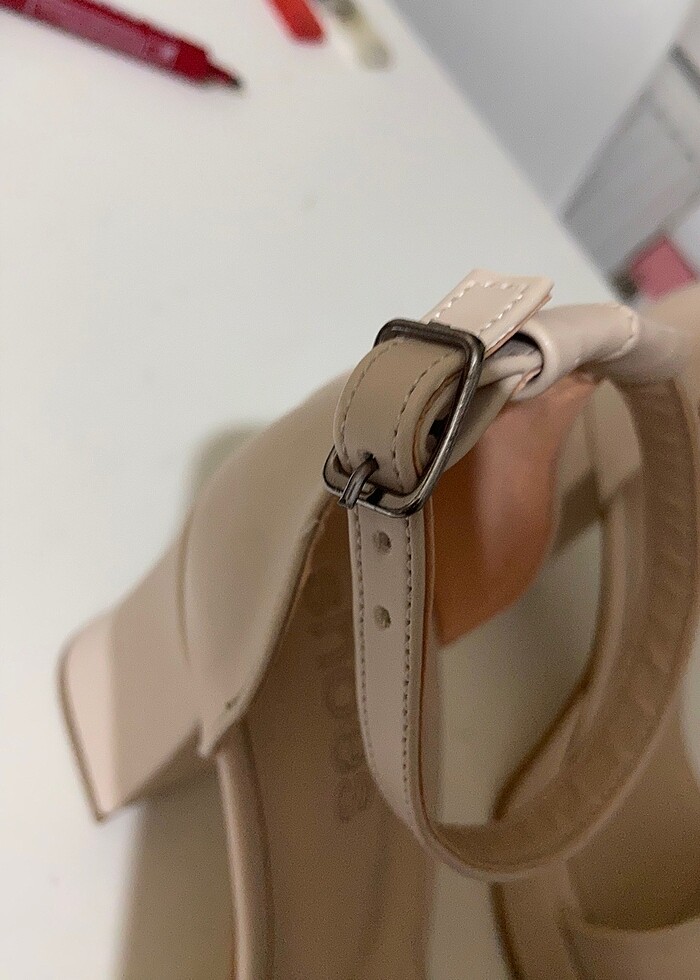 Kadın Bej Platform Topuk Ayakkabı - Görsel 4