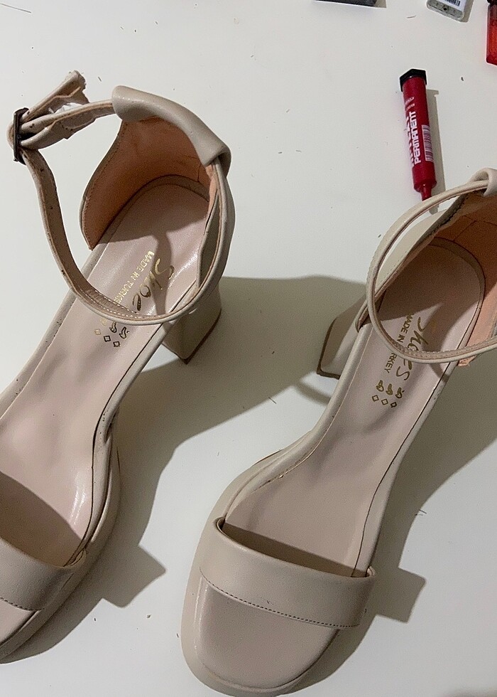 Kadın Bej Platform Topuk Ayakkabı - Görsel 4