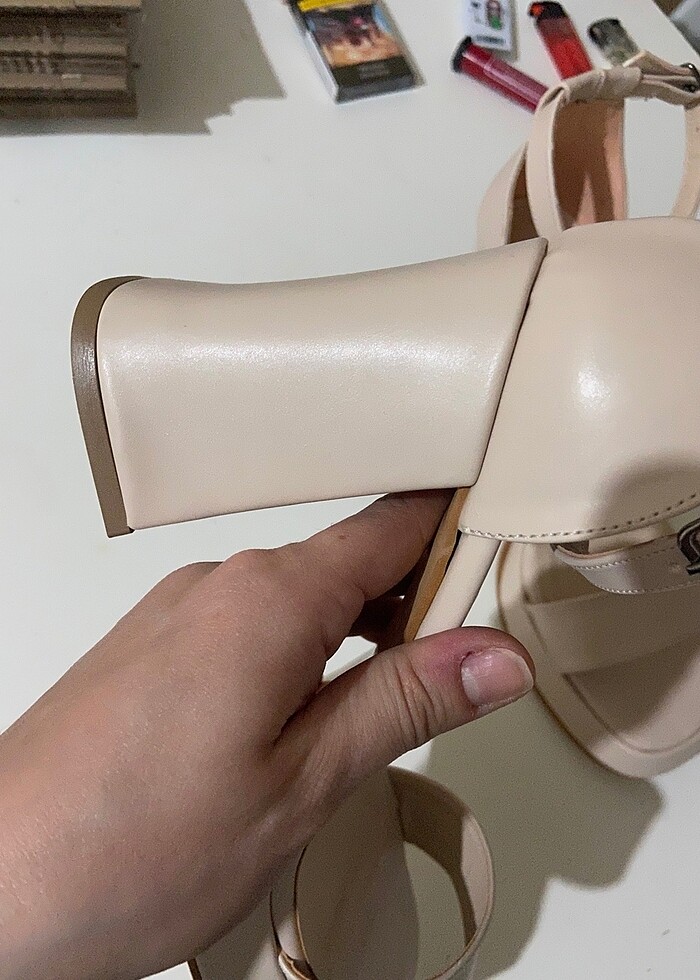 Kadın Bej Platform Topuklu Ayakkabı - Görsel 4