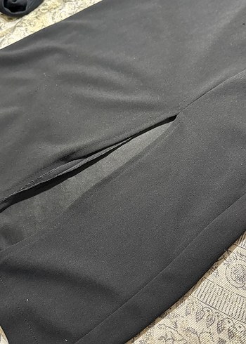 Siyah Uzun Kadın ElbiseYırtmaçlı - Görsel 2