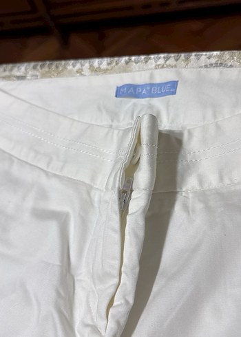 Drapeli Beyaz Kadın Kumaş Pantolon - Görsel 2