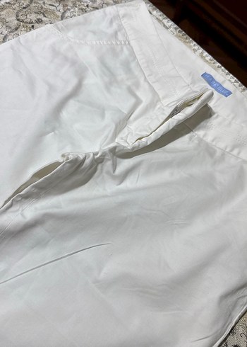 Drapeli Beyaz Kadın Kumaş Pantolon - Görsel 3