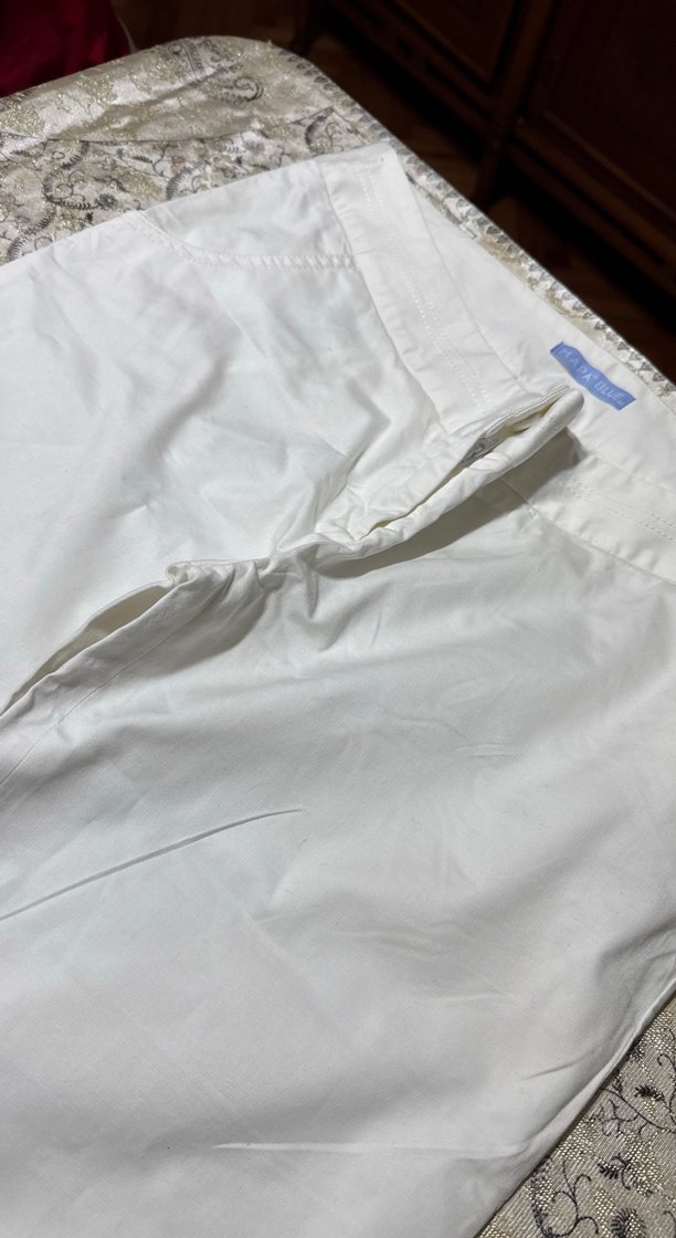 Drapeli Beyaz Kadın Kumaş Pantolon - Görsel 3