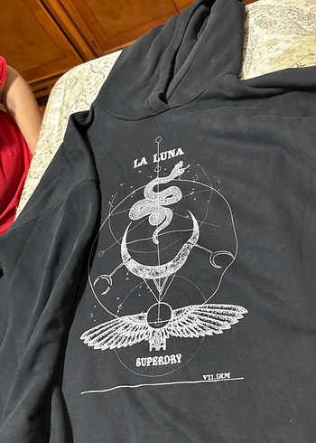 Siyah Baskılı Kadın Sweatshirt - Görsel 2