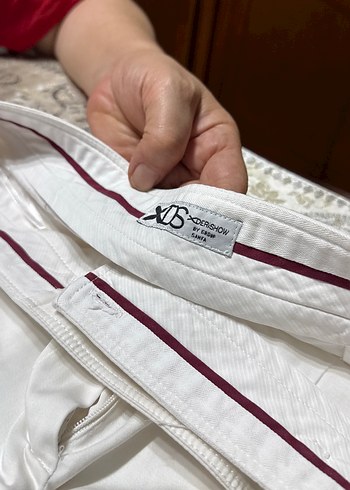 Beyaz Kadın Keten Kumaş Pantolon - Görsel 3