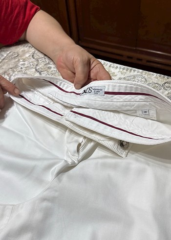 Beyaz Kadın Keten Kumaş Pantolon - Görsel 4