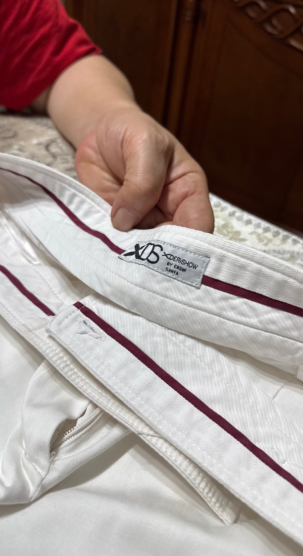 Beyaz Kadın Keten Kumaş Pantolon - Görsel 3