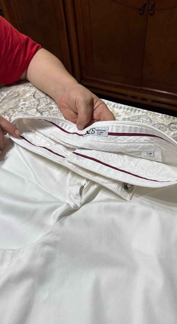 Beyaz Kadın Keten Kumaş Pantolon - Görsel 4