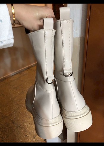 Bej Kadın Deri Bot Platform Topuklu - Görsel 4