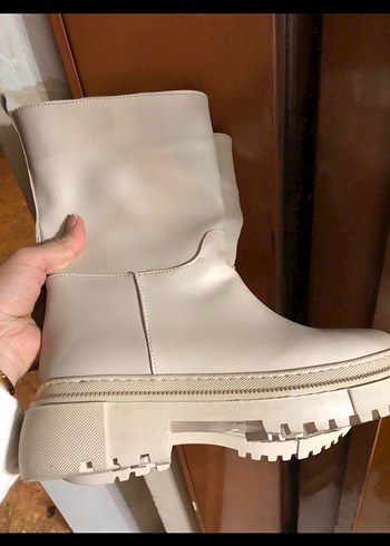 Bej Kadın Deri Bot Platform Topuklu - Görsel 2